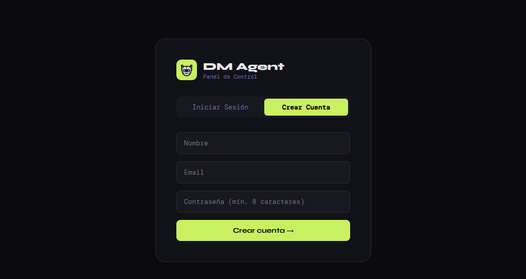 DM Agent — Crear cuenta